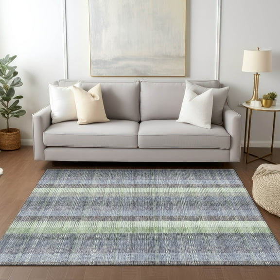 Addison Rugs Chantille Indoor/Outdoor Transitional Plaid Pewter Washable Rectangle Rug, 2'6" x 3'10"
