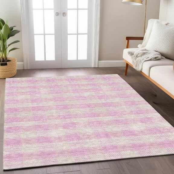 Addison Rugs Chantille Indoor/Outdoor Transitional Plaid Pink Washable Rectangle Rug, 3' x 5'