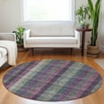 thumbnail image 1 of Addison Rugs Chantille Indoor/Outdoor Transitional Plaid Plum Washable Round Rug, 8' x 8', 1 of 6