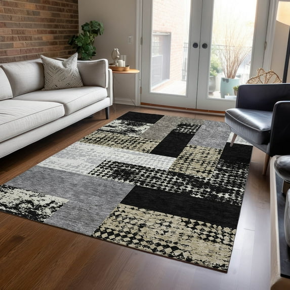 Addison Rugs Chantille Indoor/Outdoor Transitional Rectangles Black Washable Rectangle Rug, 9' x 12'