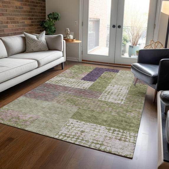 Addison Rugs Chantille Indoor/Outdoor Transitional Rectangles Green Washable Rectangle Rug, 5' x 7'6"
