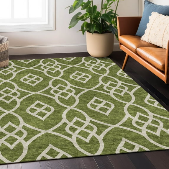 Addison Rugs Chantille Indoor/Outdoor Transitional Scrolls Olive Washable Rectangle Rug, 2'6" x 3'10"