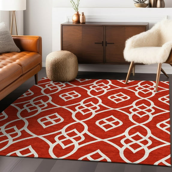 Addison Rugs Chantille Indoor/Outdoor Transitional Scrolls Red Washable Rectangle Rug, 9' x 12'