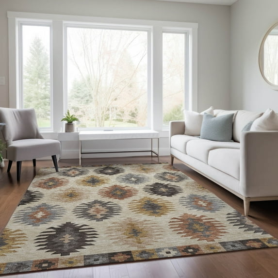 Addison Rugs Chantille Indoor/Outdoor Transitional Southwest Beige Washable Rectangle Rug, 3' x 5'