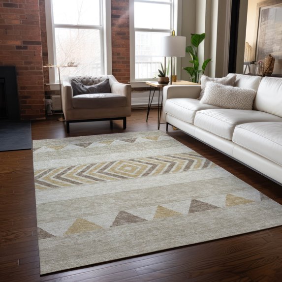 Addison Rugs Chantille Indoor/Outdoor Transitional Southwest Beige Washable Rectangle Rug, 8' x 10'
