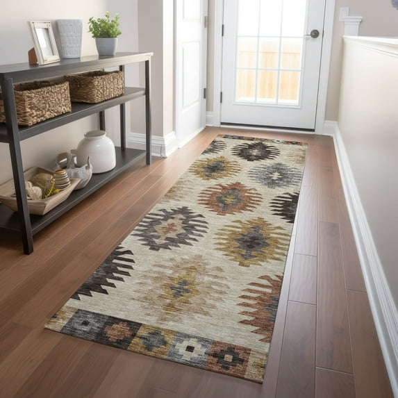 Addison Rugs Chantille Indoor/Outdoor Transitional Southwest Beige Washable Runner Rug, 2'3" x 7'6"