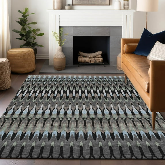 Addison Rugs Chantille Indoor/Outdoor Transitional Southwest Black Washable Rectangle Rug, 2'6" x 3'10"