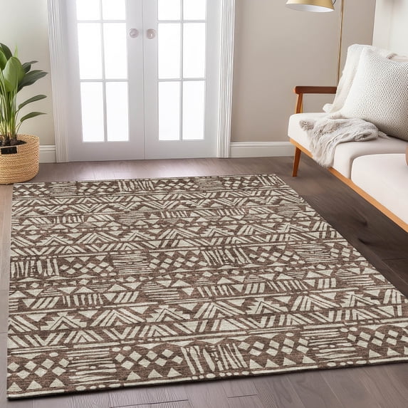 Addison Rugs Chantille Indoor/Outdoor Transitional Southwest Brown Washable Rectangle Rug, 3' x 5'