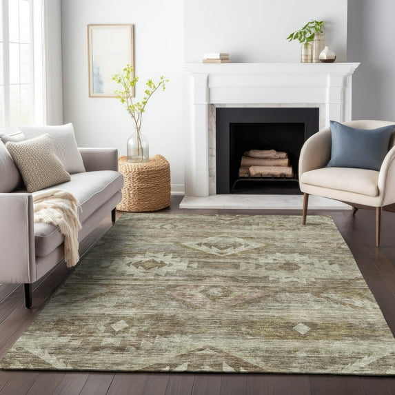 Addison Rugs Chantille Indoor/Outdoor Transitional Southwest Brown Washable Rectangle Rug, 5' x 7'6"