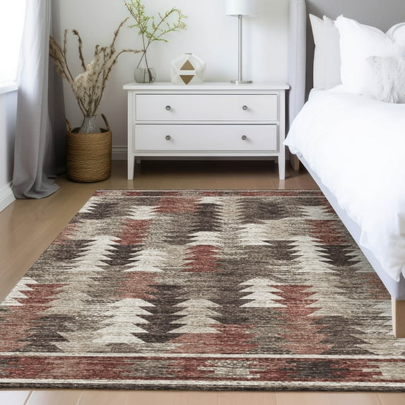 Addison Rugs Chantille Indoor/Outdoor Transitional Southwest Chocolate Washable Rectangle Rug, 5' x 7'6"