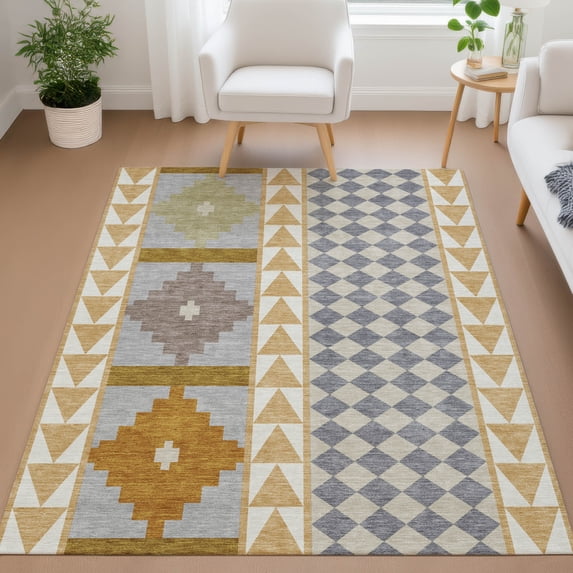 Addison Rugs Chantille Indoor/Outdoor Transitional Southwest Gold Machine Washable Rectangle Rug, 10' x 14'