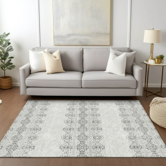 Addison Rugs Chantille Indoor/Outdoor Transitional Southwest Gray Washable Rectangle Rug, 8' x 10'