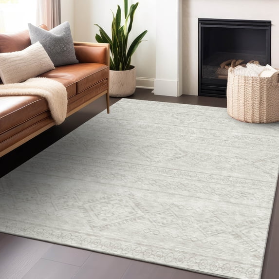 Addison Rugs Chantille Indoor/Outdoor Transitional Southwest Ivory Washable Rectangle Rug, 2'6" x 3'10"