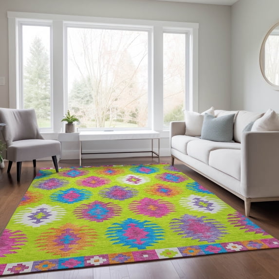 Addison Rugs Chantille Indoor/Outdoor Transitional Southwest Lime Washable Rectangle Rug, 3' x 5'