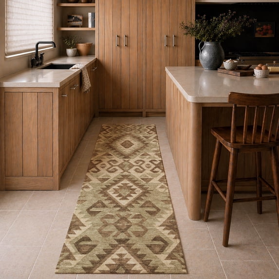 Addison Rugs Chantille Indoor/Outdoor Transitional Southwest Mocha Machine Washable Runner Rug, 2'3" x 7'6"
