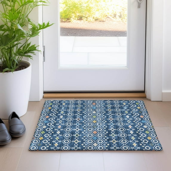 Addison Rugs Chantille Indoor/Outdoor Transitional Southwest Navy Washable Rectangle Rug, 1'8" x 2'6"