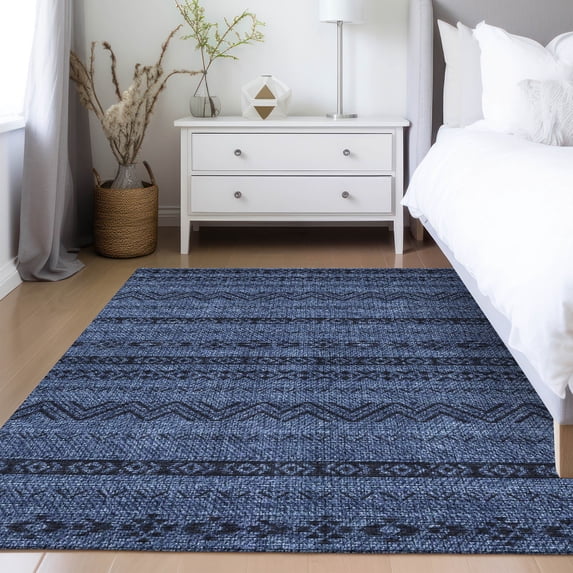 Addison Rugs Chantille Indoor/Outdoor Transitional Southwest Navy Washable Rectangle Rug, 2'6" x 3'10"