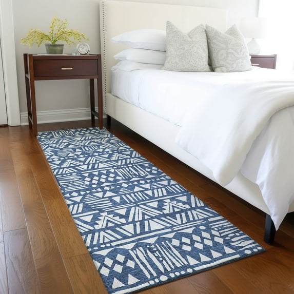 Addison Rugs Chantille Indoor/Outdoor Transitional Southwest Navy Washable Runner Rug, 2'3" x 7'6"