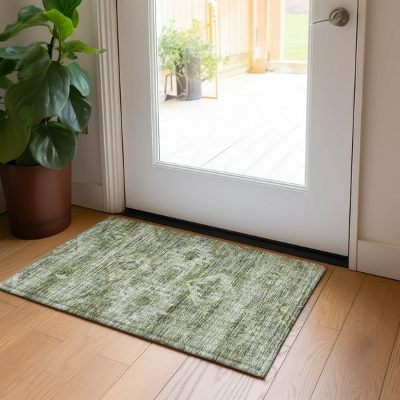 Addison Rugs Chantille Indoor/Outdoor Transitional Southwest Olive Washable Rectangle Rug, 1'8" x 2'6"