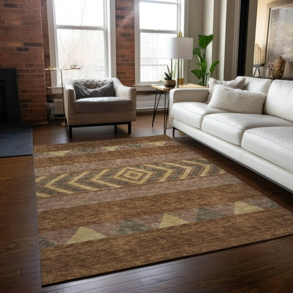 Addison Rugs Chantille Indoor/Outdoor Transitional Southwest Paprika Washable Rectangle Rug, 5' x 7'6"