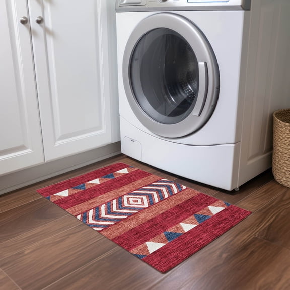 Addison Rugs Chantille Indoor/Outdoor Transitional Southwest Red Washable Rectangle Rug, 1'8" x 2'6"