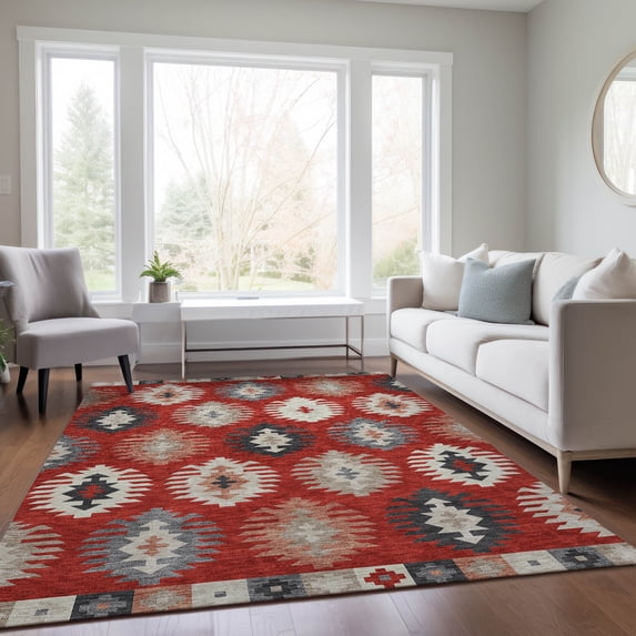Addison Rugs Chantille Indoor/Outdoor Transitional Southwest Red Washable Rectangle Rug, 3' x 5'