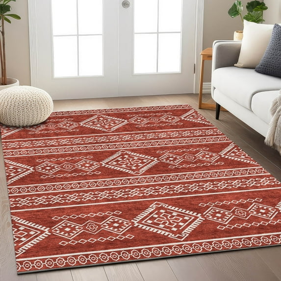 Addison Rugs Chantille Indoor/Outdoor Transitional Southwest Red Washable Rectangle Rug, 3' x 5'