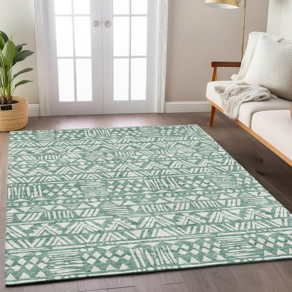 Addison Rugs Chantille Indoor/Outdoor Transitional Southwest Sage Washable Rectangle Rug, 5' x 7'6"