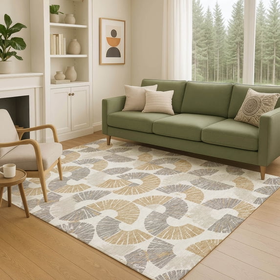 Addison Rugs Chantille Indoor/Outdoor Transitional Spiral Ivory Machine Washable Rectangle Rug, 9' x 12'
