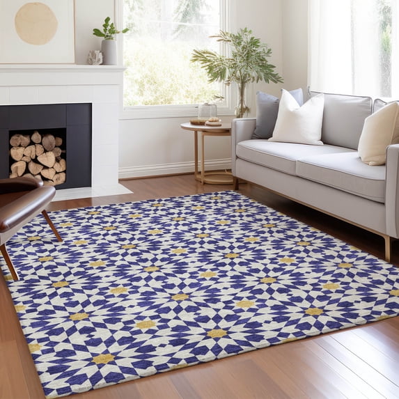 Addison Rugs Chantille Indoor/Outdoor Transitional Spiral Navy Washable Rectangle Rug, 2'6" x 3'10"