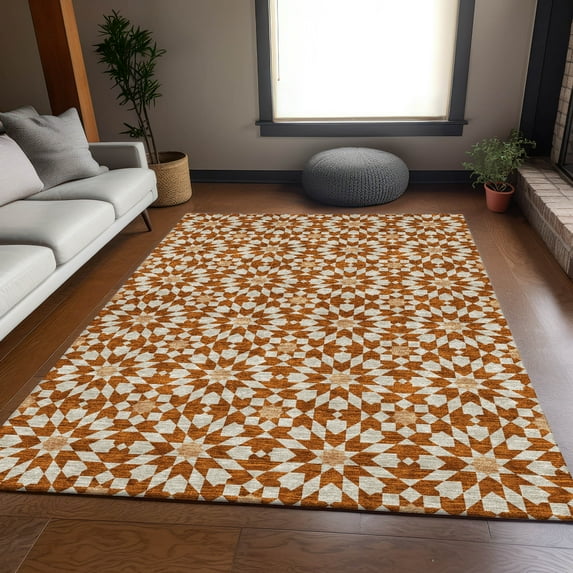 Addison Rugs Chantille Indoor/Outdoor Transitional Spiral Paprika Washable Rectangle Rug, 3' x 5'