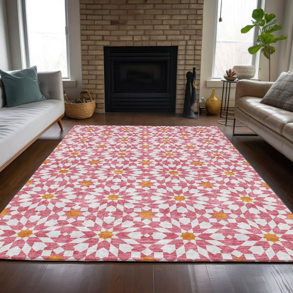 Addison Rugs Chantille Indoor/Outdoor Transitional Spiral Pink Washable Rectangle Rug, 8' x 10'