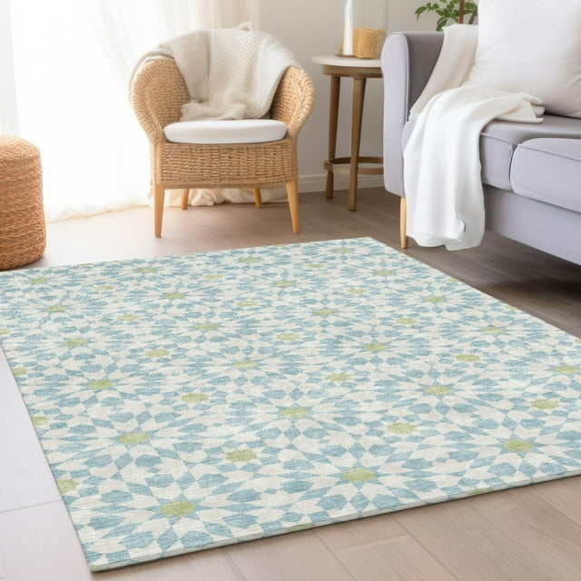 Addison Rugs Chantille Indoor/Outdoor Transitional Spiral Sky Washable Rectangle Rug, 3' x 5'