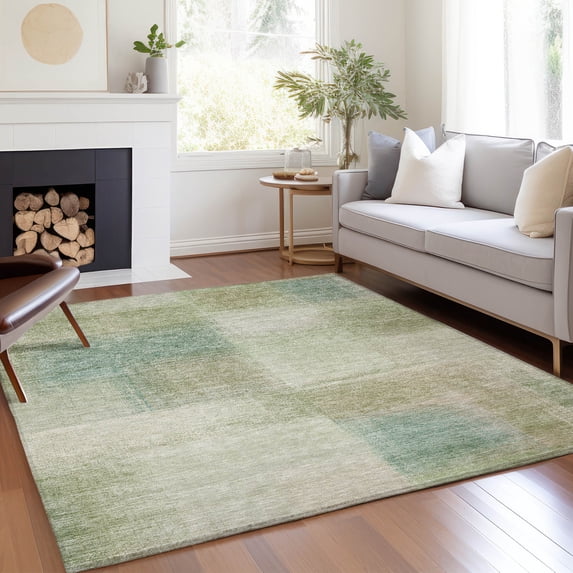 Addison Rugs Chantille Indoor/Outdoor Transitional Squares Aloe Washable Rectangle Rug, 10' x 14'