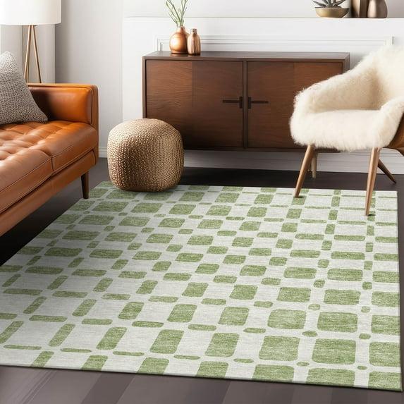 Addison Rugs Chantille Indoor/Outdoor Transitional Squares Aloe Washable Rectangle Rug, 5' x 7'6"