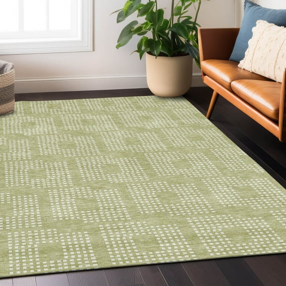 Addison Rugs Chantille Indoor/Outdoor Transitional Squares Aloe Washable Rectangle Rug, 8' x 10'