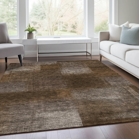 Addison Rugs Chantille Indoor/Outdoor Transitional Squares Chocolate Washable Rectangle Rug, 9' x 12'