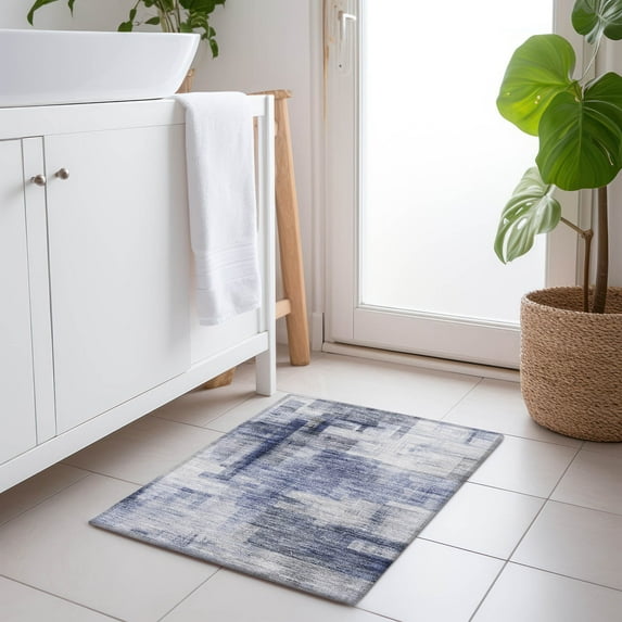 Addison Rugs Chantille Indoor/Outdoor Transitional Squares Denim Washable Rectangle Rug, 1'8" x 2'6"
