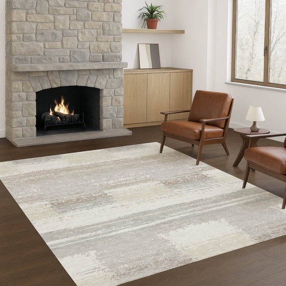 Addison Rugs Chantille Indoor/Outdoor Transitional Squares Ivory Machine Washable Rectangle Rug, 9' x 12'
