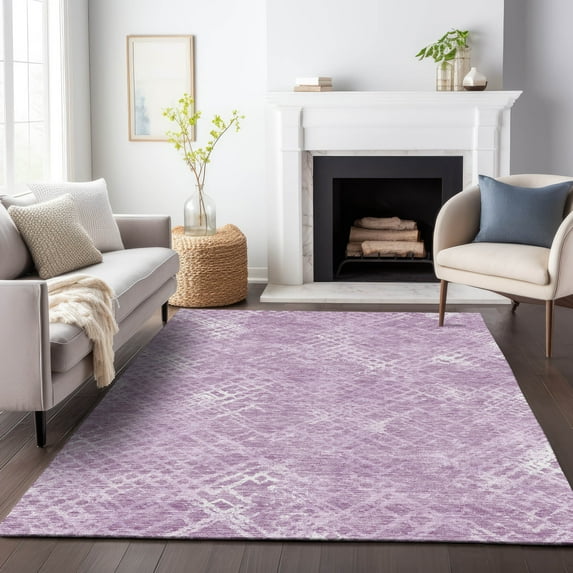 Addison Rugs Chantille Indoor/Outdoor Transitional Squares Lavender Washable Rectangle Rug, 3' x 5'