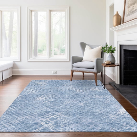Addison Rugs Chantille Indoor/Outdoor Transitional Squares Sky Washable Rectangle Rug, 8' x 10'