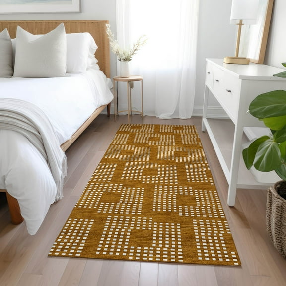 Addison Rugs Chantille Indoor/Outdoor Transitional Squares Terracotta Washable Runner Rug, 2'3" x 7'6"