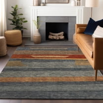 Addison Rugs Chantille Indoor/Outdoor Transitional Stripe Blue Machine Washable Rectangle Rug, 10' x 14'