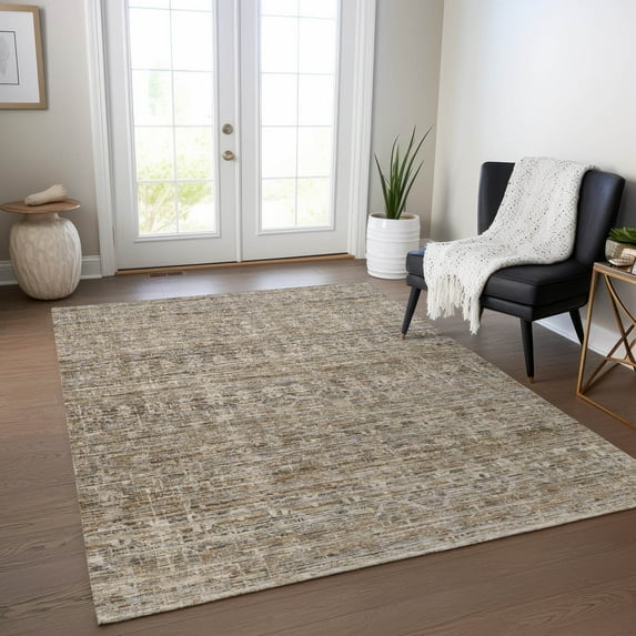 Addison Rugs Chantille Indoor/Outdoor Transitional Stripe Brown Machine Washable Rectangle Rug, 3' x 5'