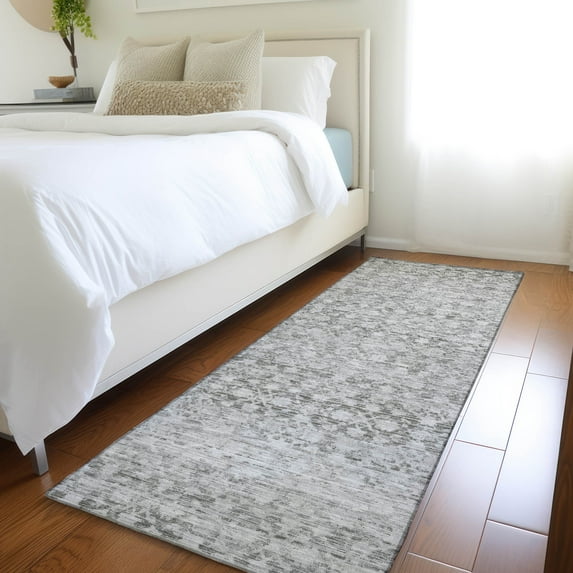 Addison Rugs Chantille Indoor/Outdoor Transitional Stripe Gray Machine Washable Runner Rug, 2'3" x 7'6"