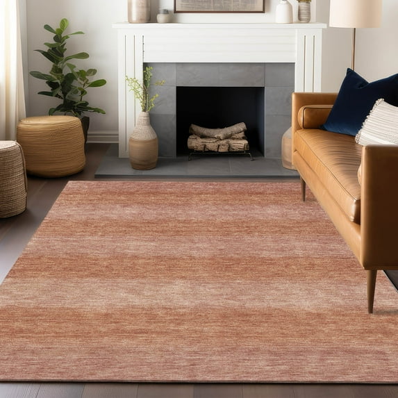Addison Rugs Chantille Indoor/Outdoor Transitional Stripe Terracotta Machine Washable Rectangle Rug, 2'6" x 3'10"