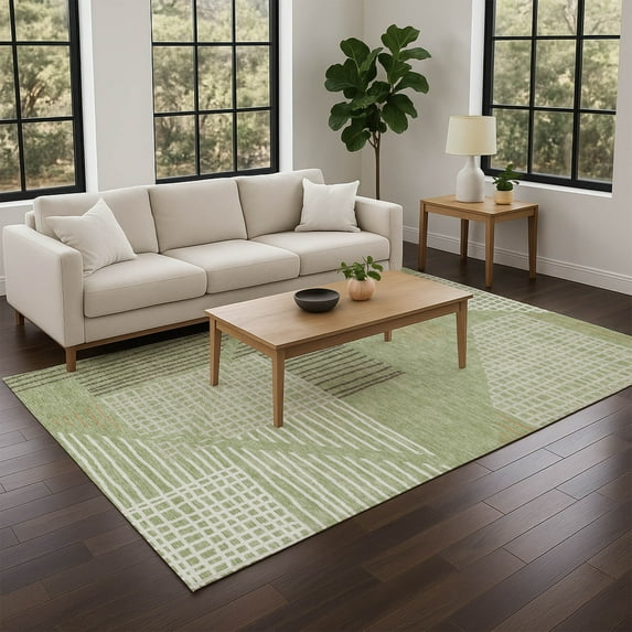 Addison Rugs Chantille Indoor/Outdoor Transitional Stripes Aloe Machine Washable Rectangle Rug, 3' x 5'