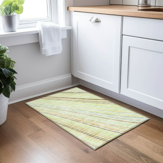 Addison Rugs Chantille Indoor/Outdoor Transitional Stripes Aloe Washable Rectangle Rug, 1'8" x 2'6"