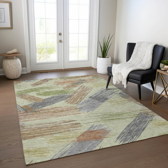 Addison Rugs Chantille Indoor/Outdoor Transitional Stripes Aloe Washable Rectangle Rug, 10' x 14'
