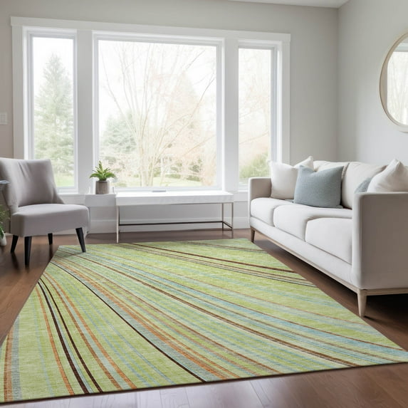Addison Rugs Chantille Indoor/Outdoor Transitional Stripes Aloe Washable Rectangle Rug, 10' x 14'